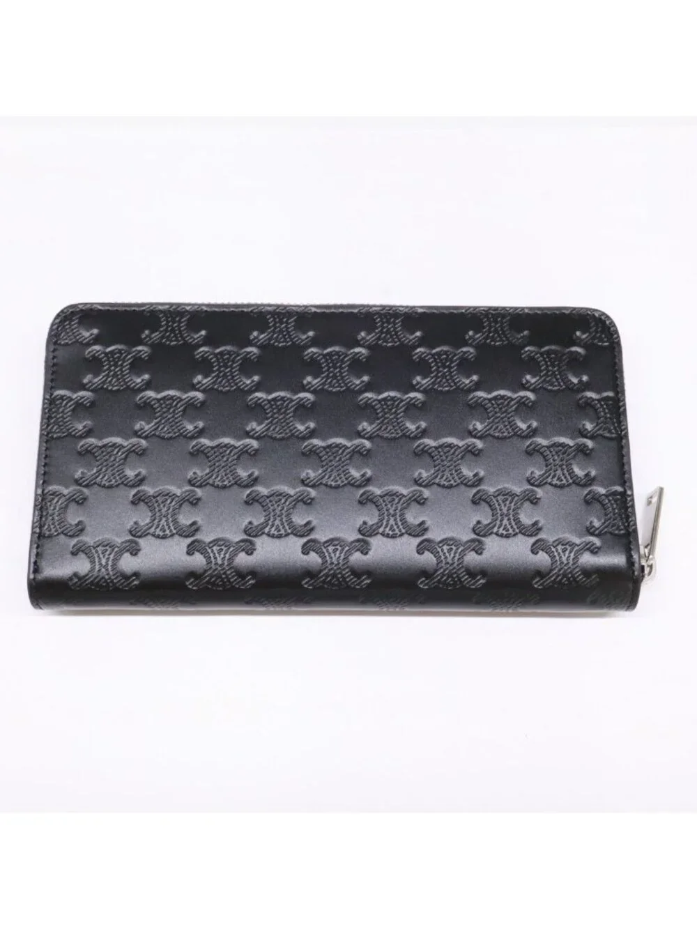 Celine Large Zip Wallet Triomphe Embossed Calfskin